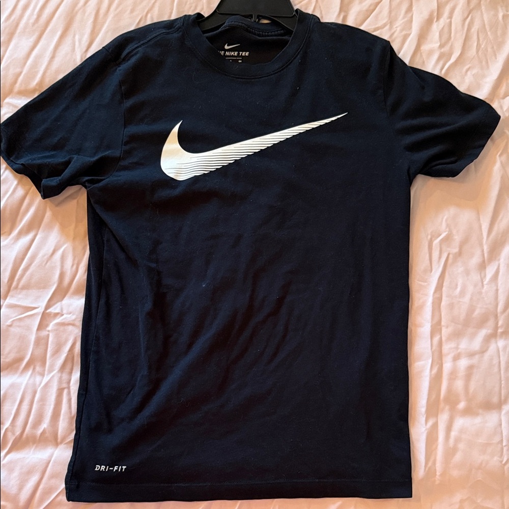 Nike Men's Black Dri-FIT Tee with White Logo